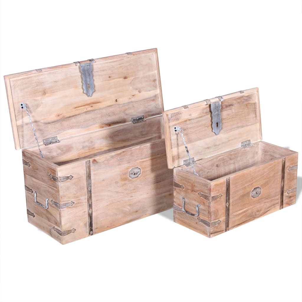 2-delige Opbergkistenset acaciahout is nu te koop bij PeponiXL, paradijselijk wonen!