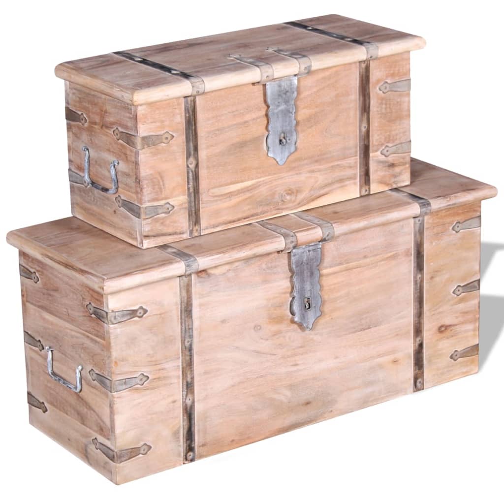 2-delige Opbergkistenset acaciahout is nu te koop bij PeponiXL, paradijselijk wonen!