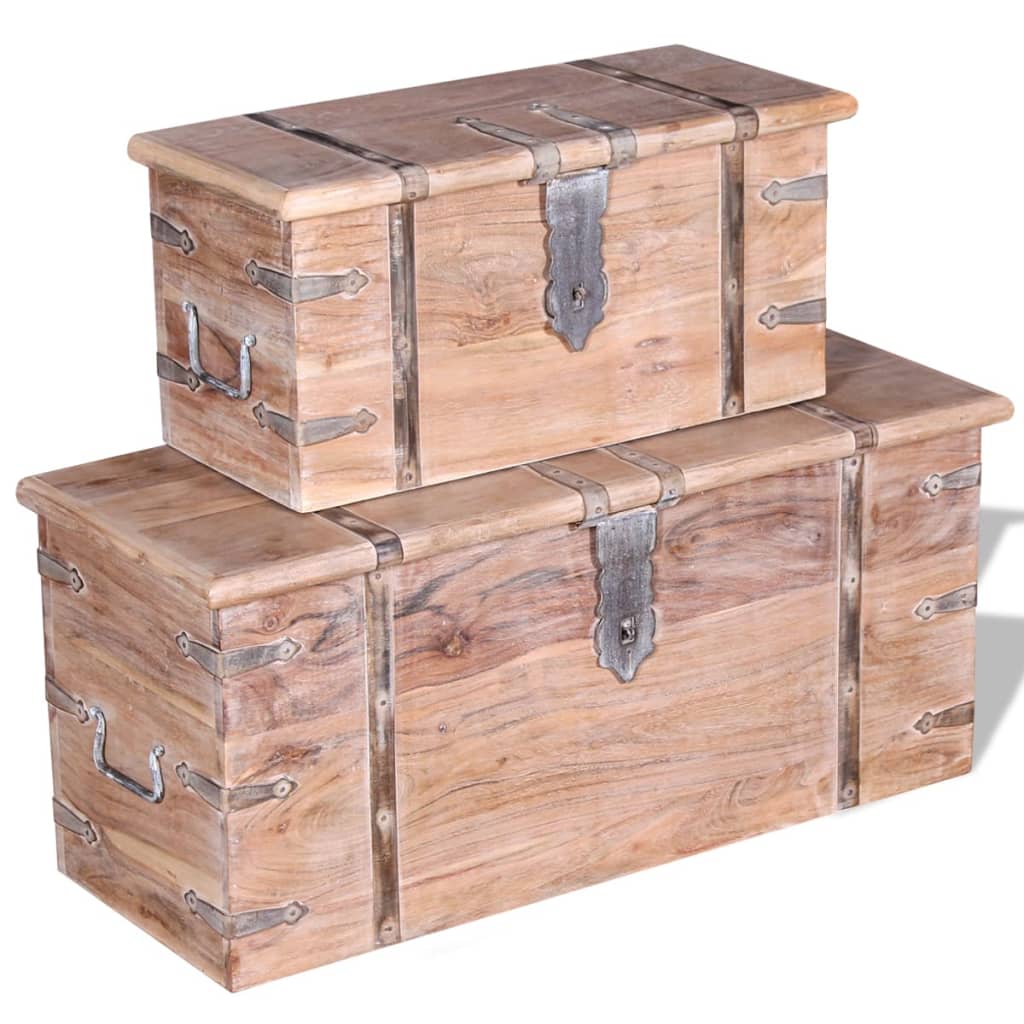 2-delige Opbergkistenset acaciahout is nu te koop bij PeponiXL, paradijselijk wonen!