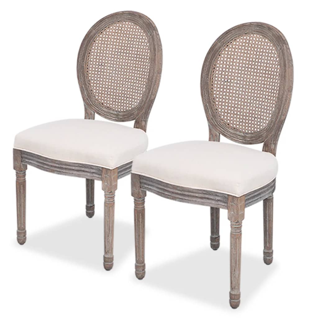Eetkamerstoelen 2 st stof crèmekleurig is nu te koop bij PeponiXL, paradijselijk wonen!