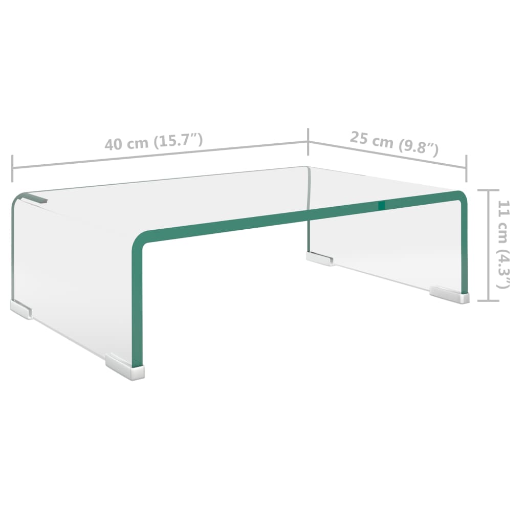 Tv-meubel/monitorverhoger transparant 40x25x11 cm glas is nu te koop bij PeponiXL, paradijselijk wonen!