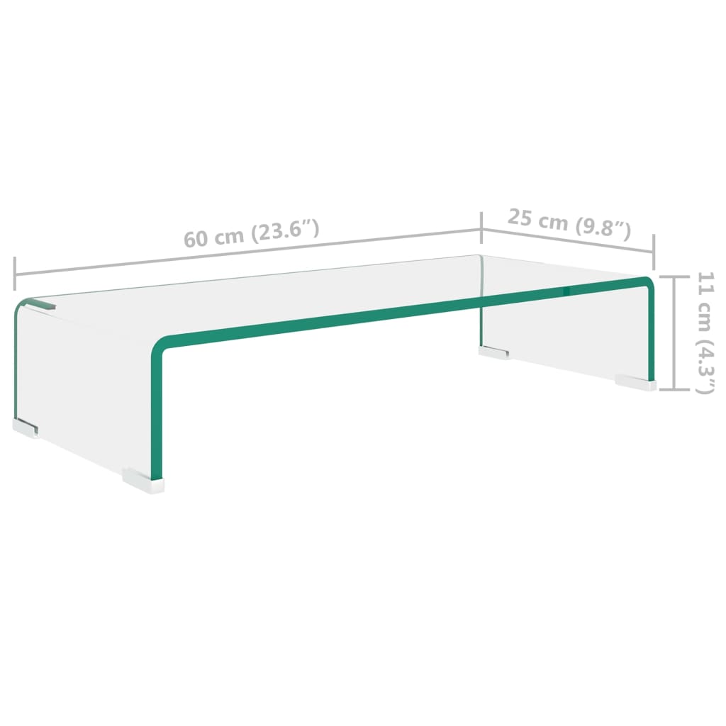 TV-meubel/monitorverhoger transparant 60x25x11 cm glas is nu te koop bij PeponiXL, paradijselijk wonen!