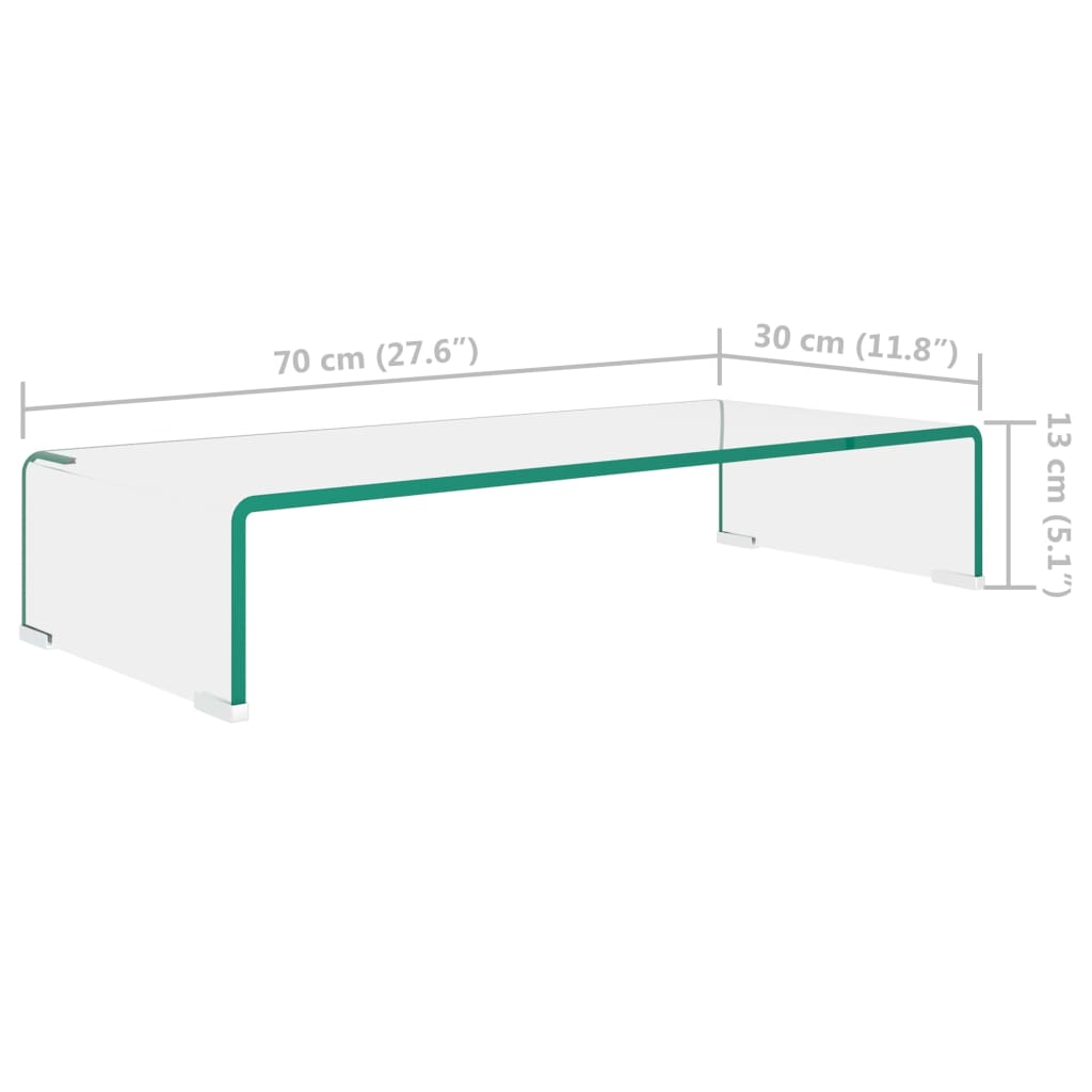 Tv-meubel/monitorverhoger transparant 70x30x13 cm glas is nu te koop bij PeponiXL, paradijselijk wonen!