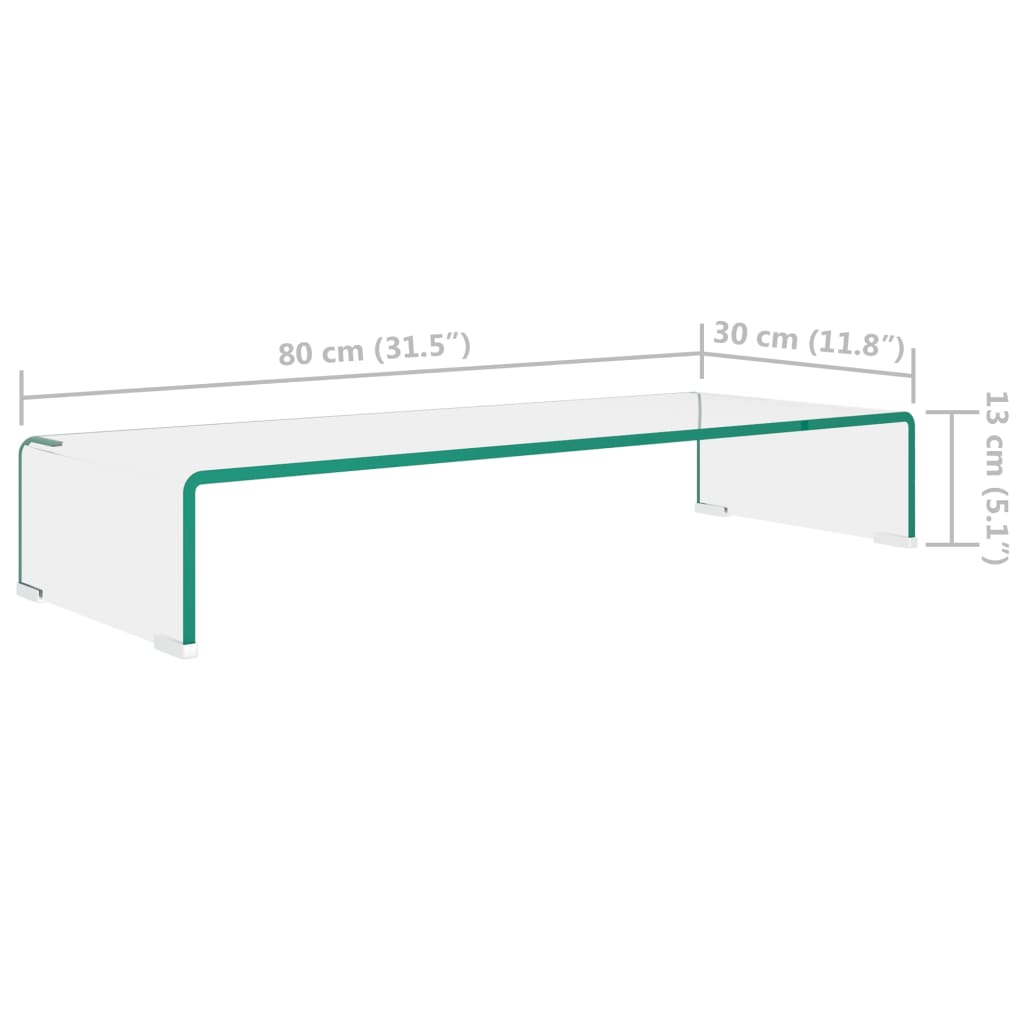 Tv-meubel/monitorverhoger transparant 80x30x13 cm glas is nu te koop bij PeponiXL, paradijselijk wonen!