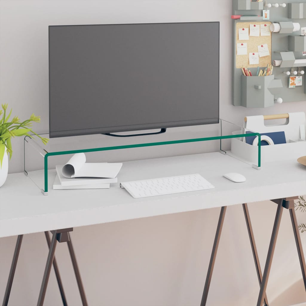 Tv-meubel/monitorverhoger transparant 80x30x13 cm glas is nu te koop bij PeponiXL, paradijselijk wonen!