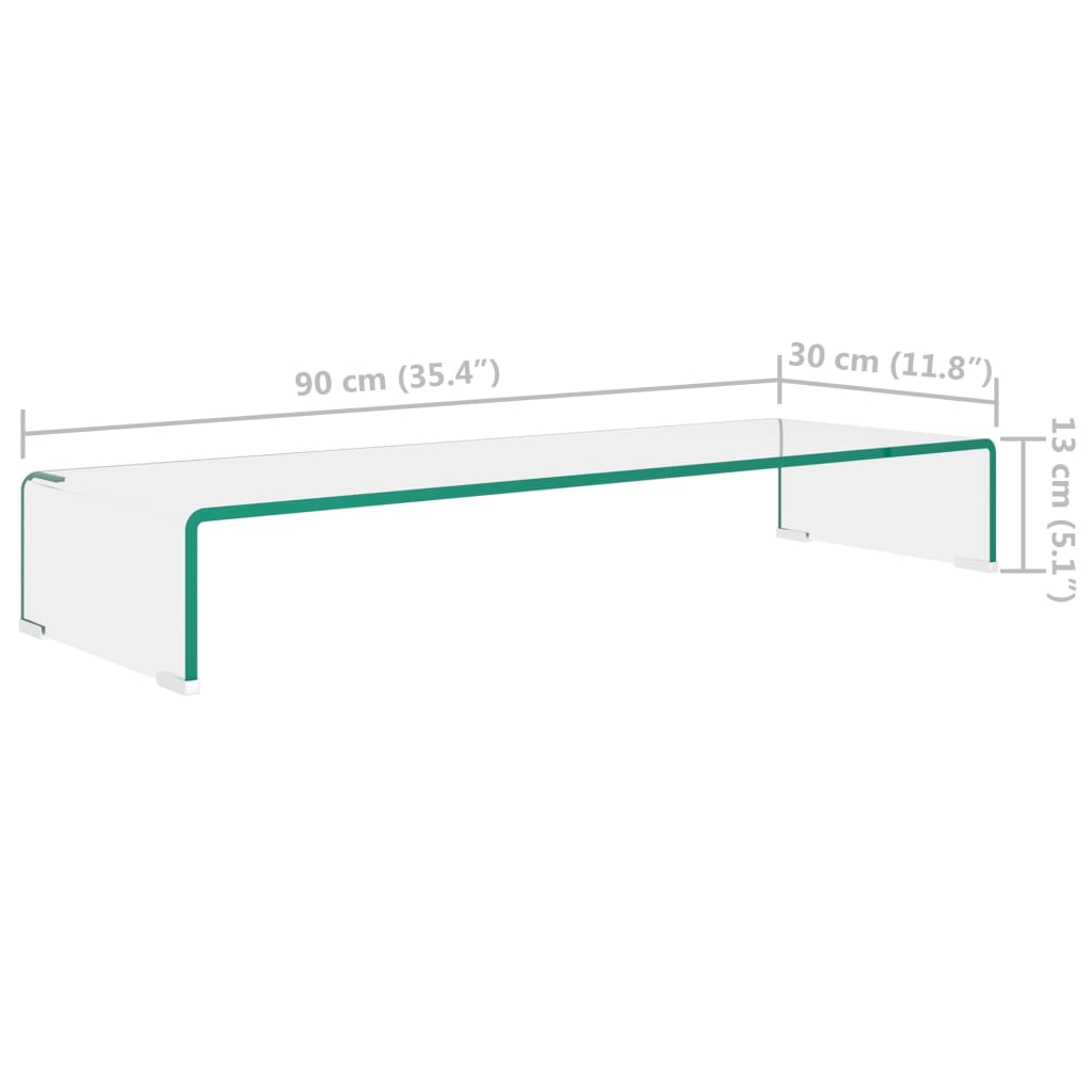Tv-meubel/monitorverhoger transparant 90x30x13 cm glas is nu te koop bij PeponiXL, paradijselijk wonen!