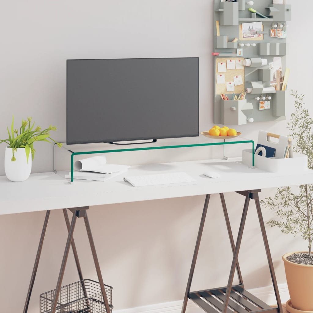 Tv-meubel/monitorverhoger transparant 90x30x13 cm glas is nu te koop bij PeponiXL, paradijselijk wonen!
