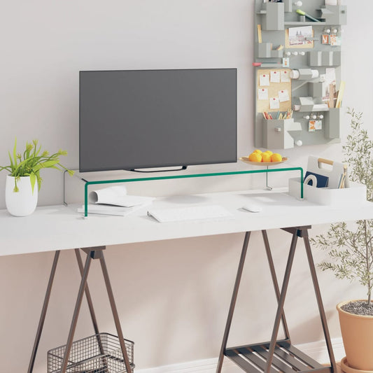 Tv-meubel/monitorverhoger transparant 90x30x13 cm glas is nu te koop bij PeponiXL, paradijselijk wonen!