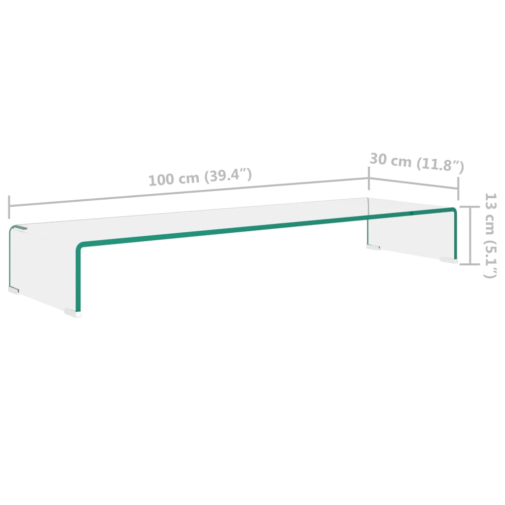 TV-meubel/monitorverhoger transparant 100x30x13 cm glas is nu te koop bij PeponiXL, paradijselijk wonen!