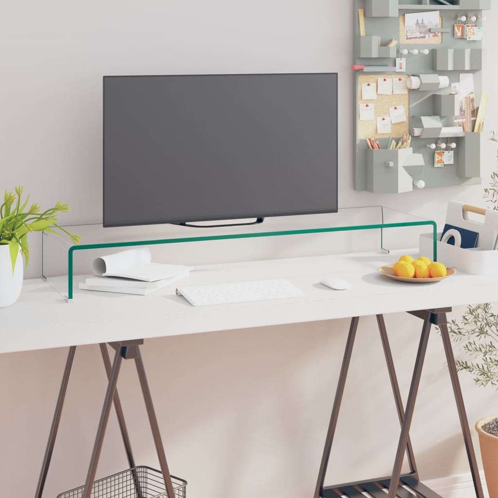 TV-meubel/monitorverhoger transparant 100x30x13 cm glas is nu te koop bij PeponiXL, paradijselijk wonen!