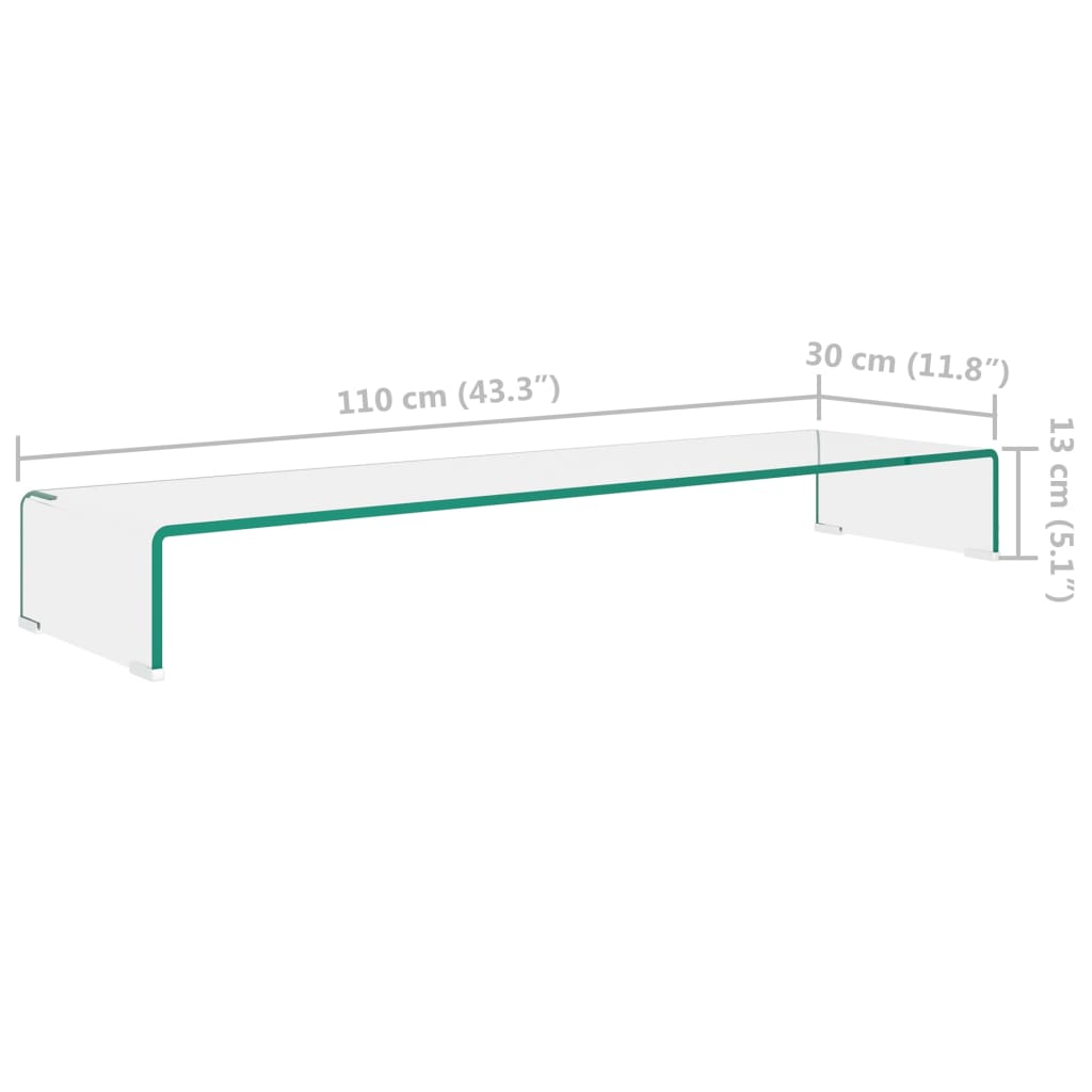 TV-meubel/monitorverhoger transparant 110x30x13 cm glas is nu te koop bij PeponiXL, paradijselijk wonen!