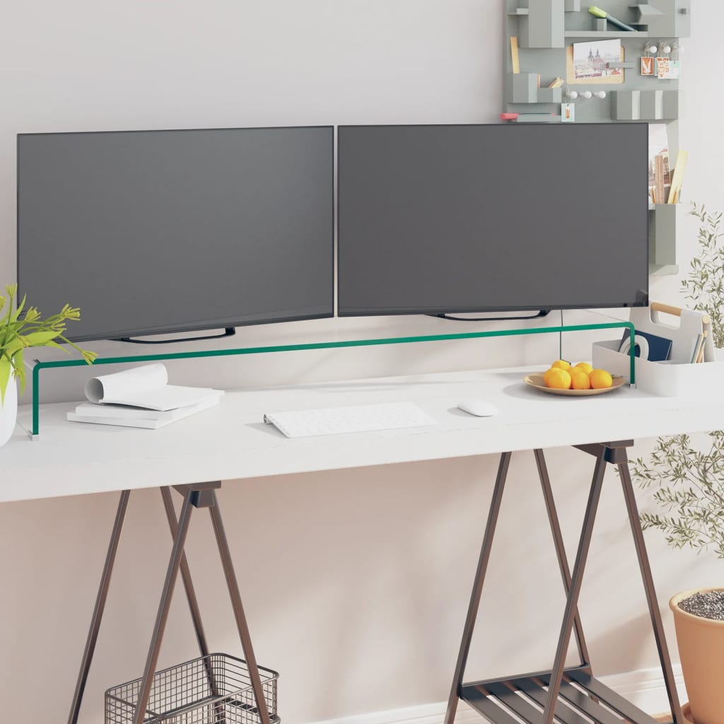 TV-meubel/monitorverhoger transparant 110x30x13 cm glas is nu te koop bij PeponiXL, paradijselijk wonen!