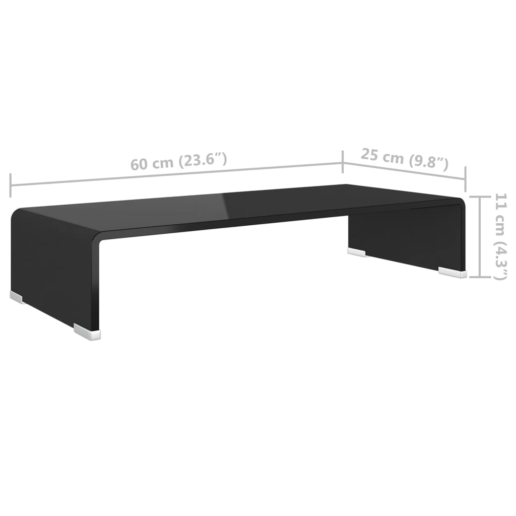 TV-meubel/monitorverhoger zwart 60x25x11 cm glas is nu te koop bij PeponiXL, paradijselijk wonen!