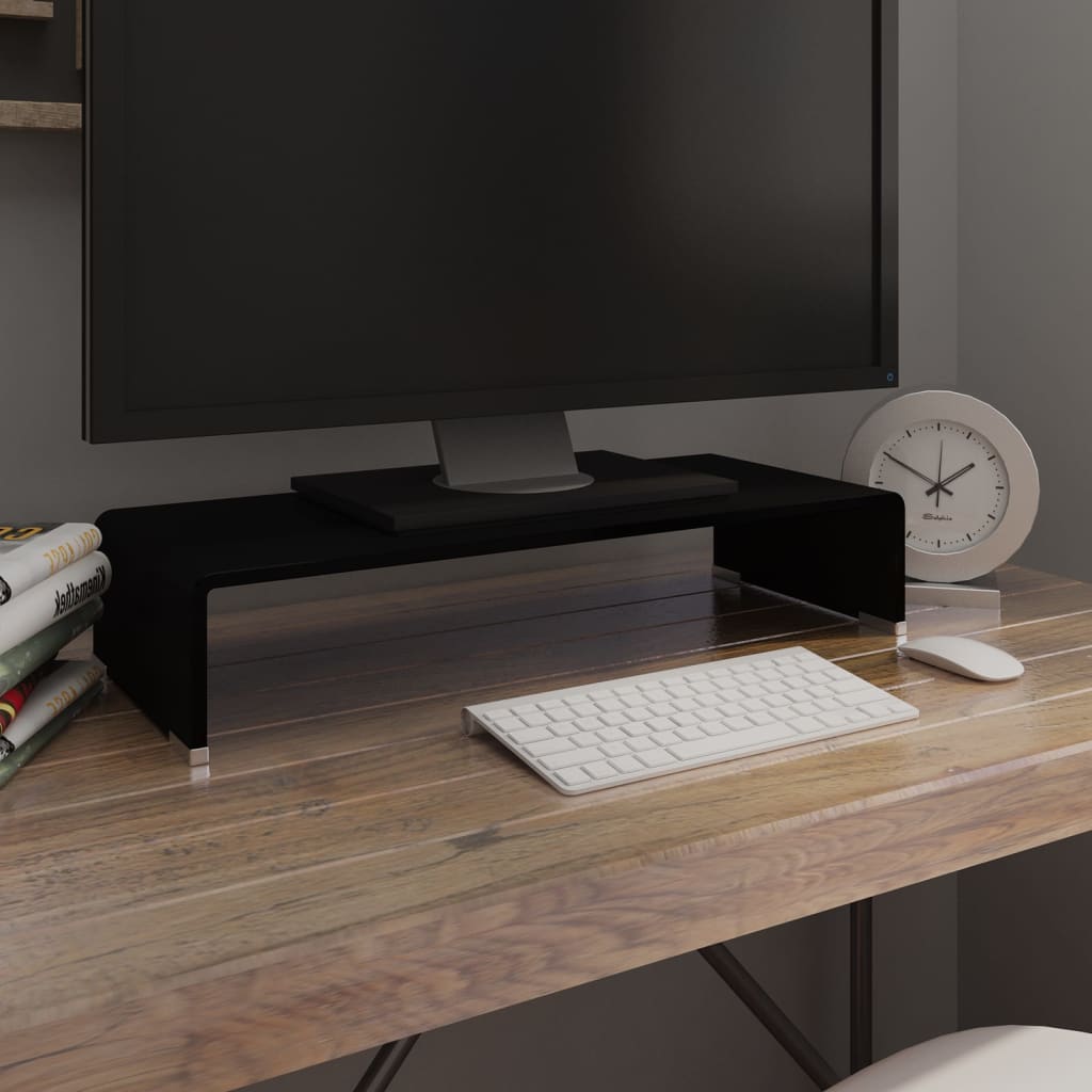 TV-meubel/monitorverhoger zwart 60x25x11 cm glas is nu te koop bij PeponiXL, paradijselijk wonen!