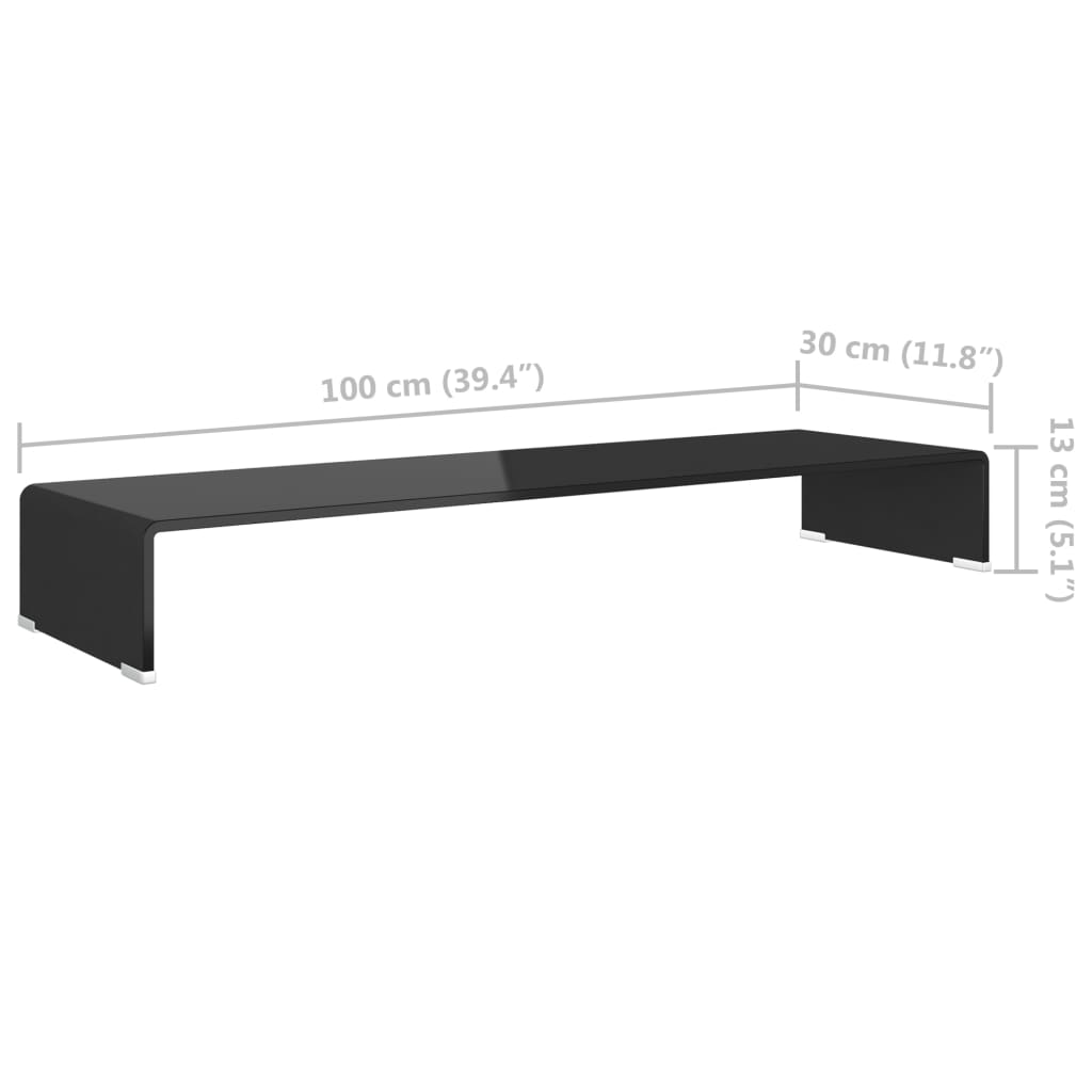 TV-meubel/monitorverhoger zwart 100x30x13 cm glas is nu te koop bij PeponiXL, paradijselijk wonen!