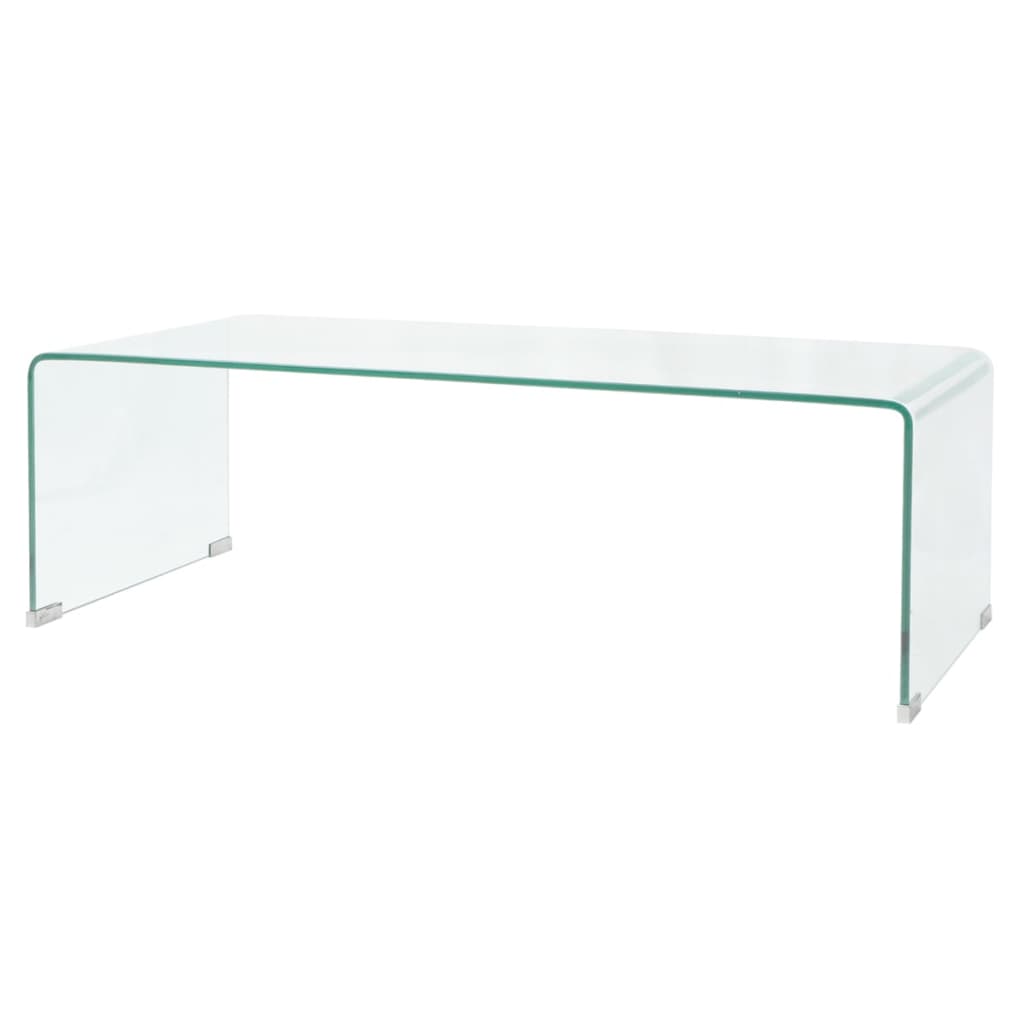 Salontafel 98x45x30 cm gehard glas transparant is nu te koop bij PeponiXL, paradijselijk wonen!
