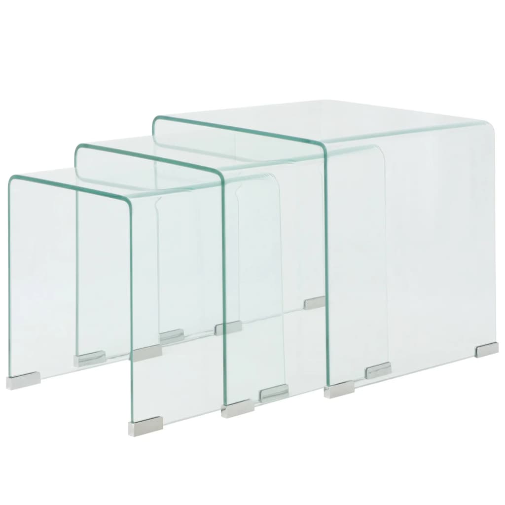 Bijzettafel set 3-dlg transparant gehard glas is nu te koop bij PeponiXL, paradijselijk wonen!