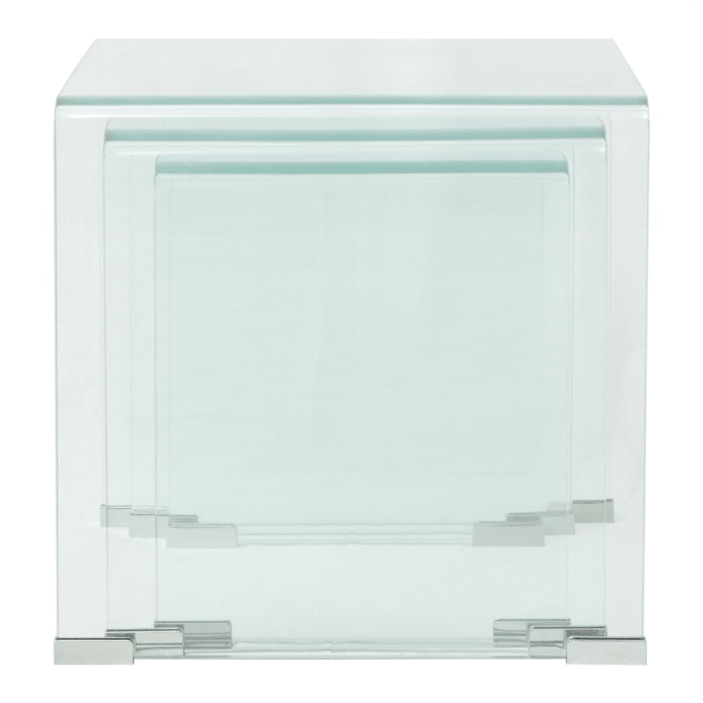 Bijzettafel set 3-dlg transparant gehard glas is nu te koop bij PeponiXL, paradijselijk wonen!