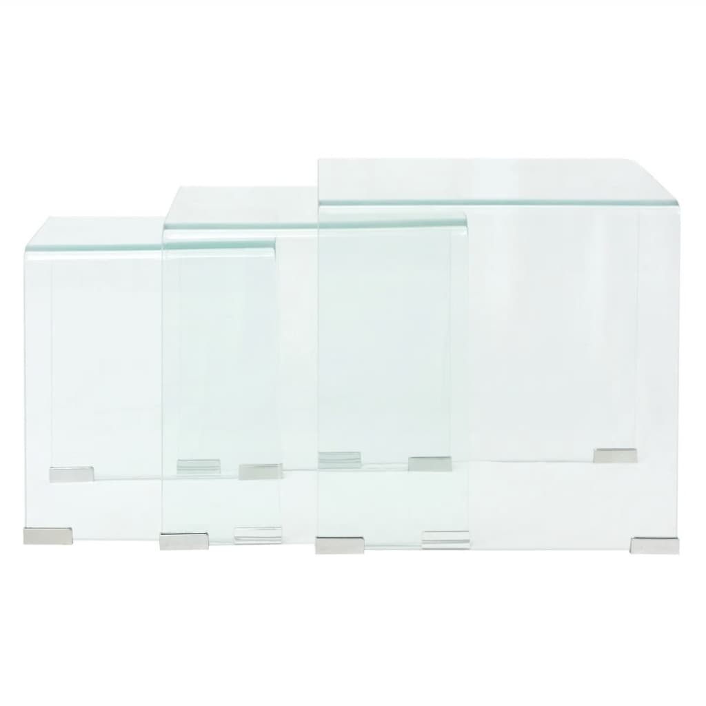 Bijzettafel set 3-dlg transparant gehard glas is nu te koop bij PeponiXL, paradijselijk wonen!
