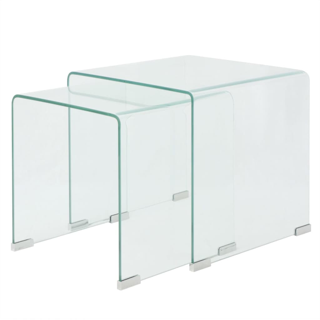 Bijzettafel set 2-dlg transparant gehard glas is nu te koop bij PeponiXL, paradijselijk wonen!
