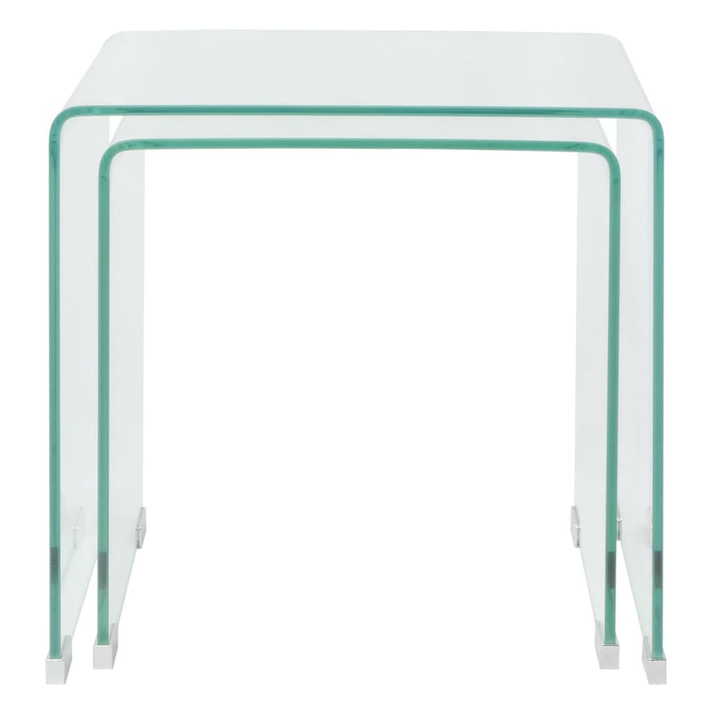 Bijzettafel set 2-dlg transparant gehard glas is nu te koop bij PeponiXL, paradijselijk wonen!