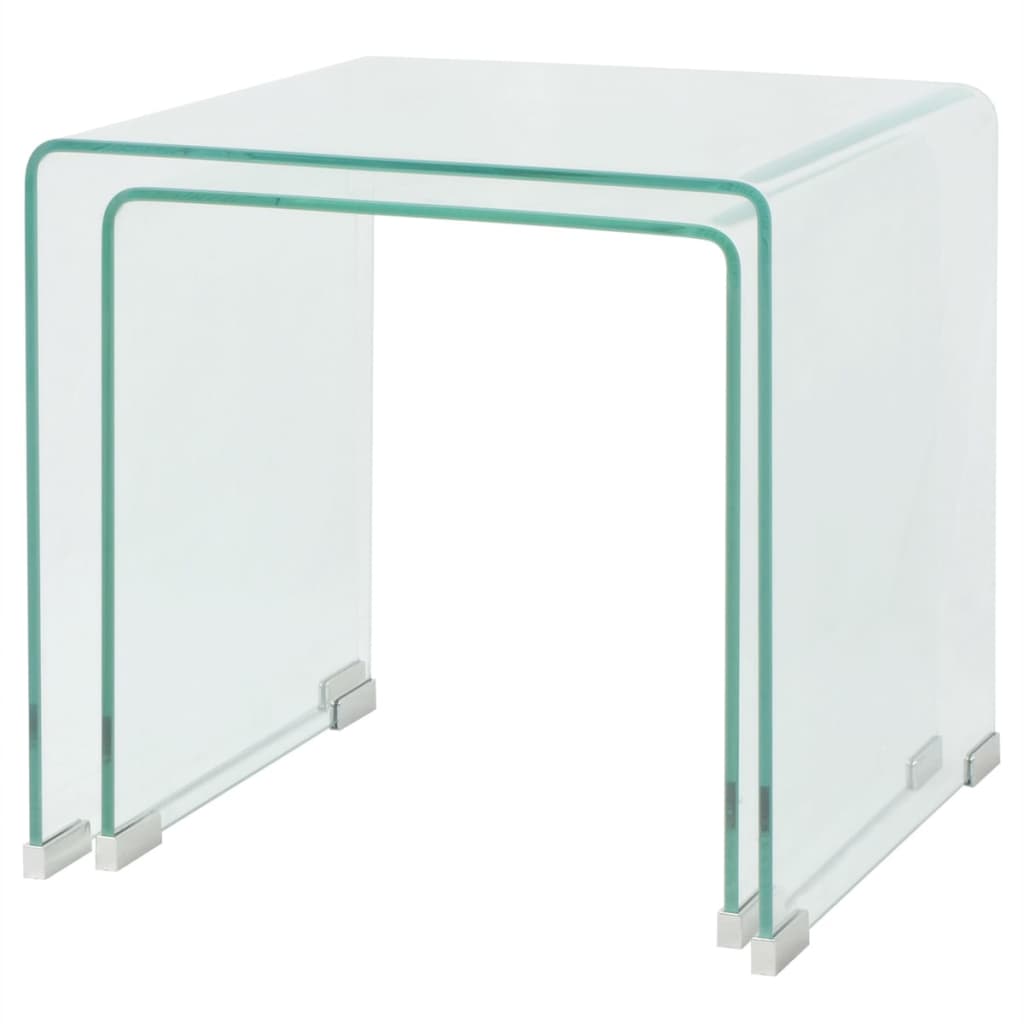 Bijzettafel set 2-dlg transparant gehard glas is nu te koop bij PeponiXL, paradijselijk wonen!