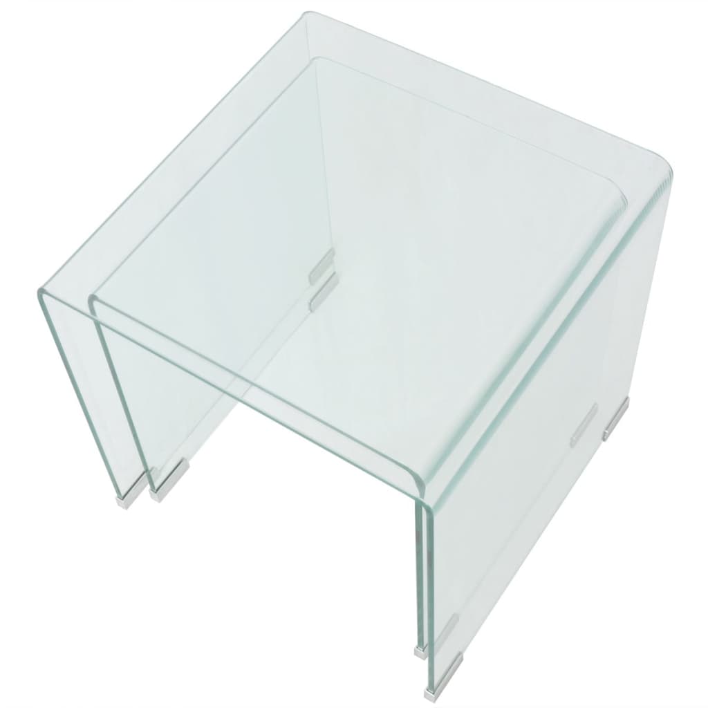 Bijzettafel set 2-dlg transparant gehard glas is nu te koop bij PeponiXL, paradijselijk wonen!