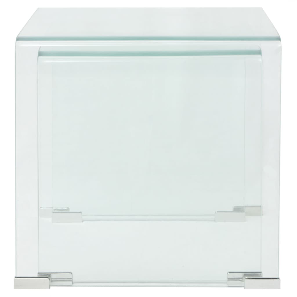 Bijzettafel set 2-dlg transparant gehard glas is nu te koop bij PeponiXL, paradijselijk wonen!