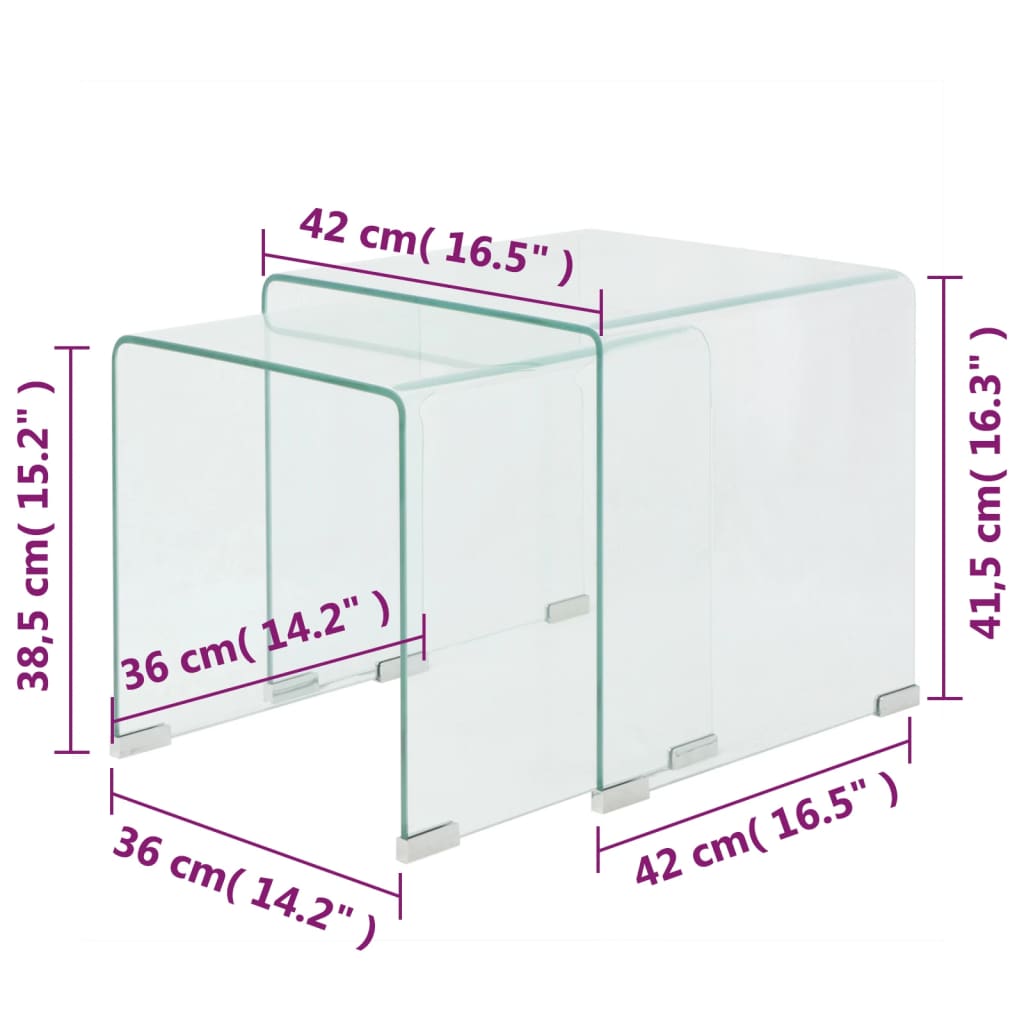 Bijzettafel set 2-dlg transparant gehard glas is nu te koop bij PeponiXL, paradijselijk wonen!