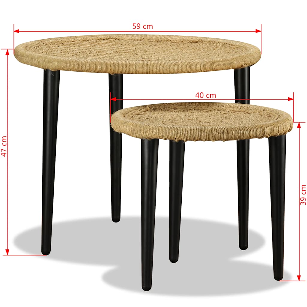 2-delige Salontafelset natuurlijk jute is nu te koop bij PeponiXL, paradijselijk wonen!