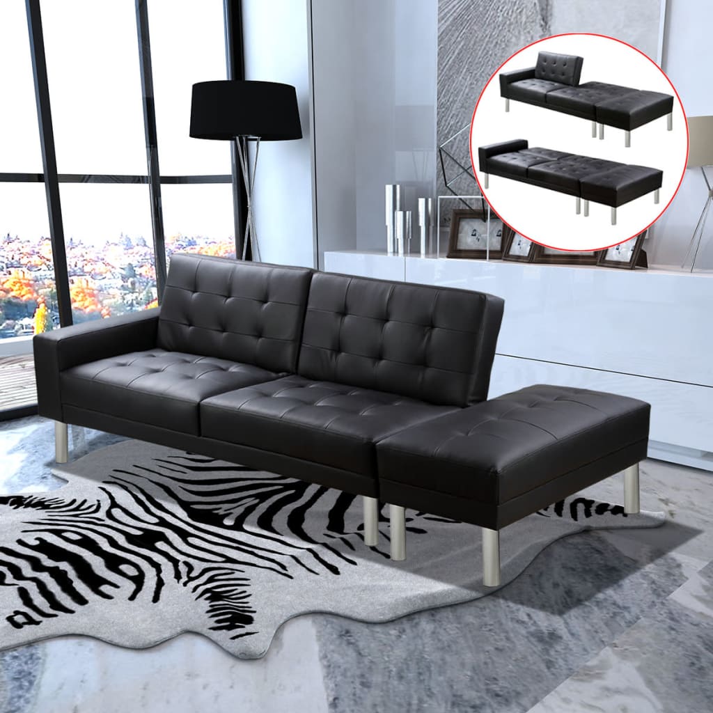 Slaapbank kunstleer zwart is nu te koop bij PeponiXL, paradijselijk wonen!