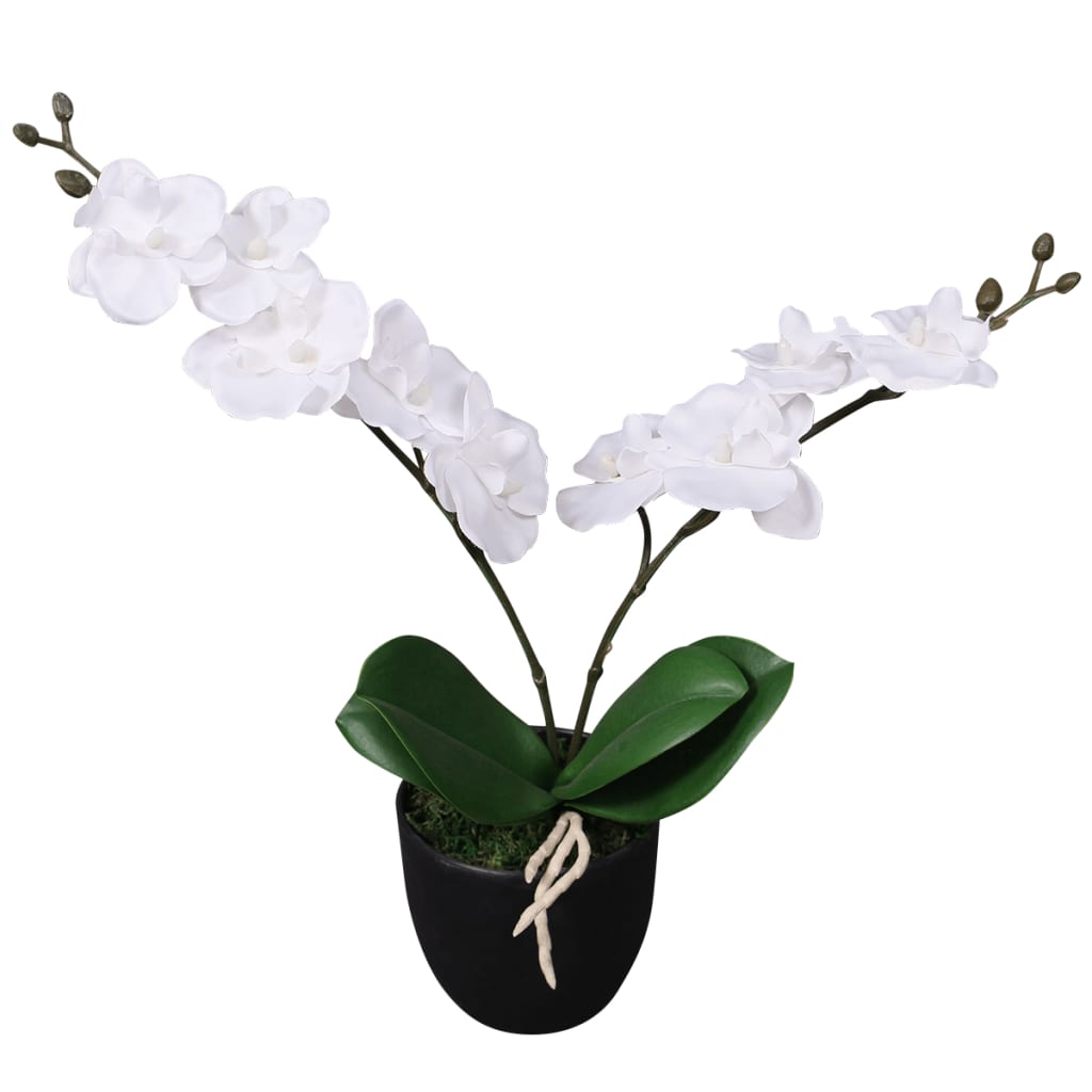 Kunstplant orchidee met pot 30 cm wit is nu te koop bij PeponiXL, paradijselijk wonen!