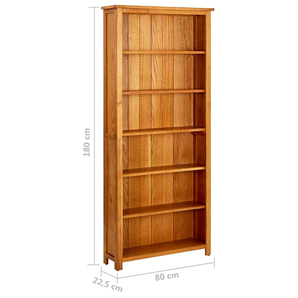 Boekenkast met 6 schappen 80x22,5x180 cm massief eikenhout is nu te koop bij PeponiXL, paradijselijk wonen!