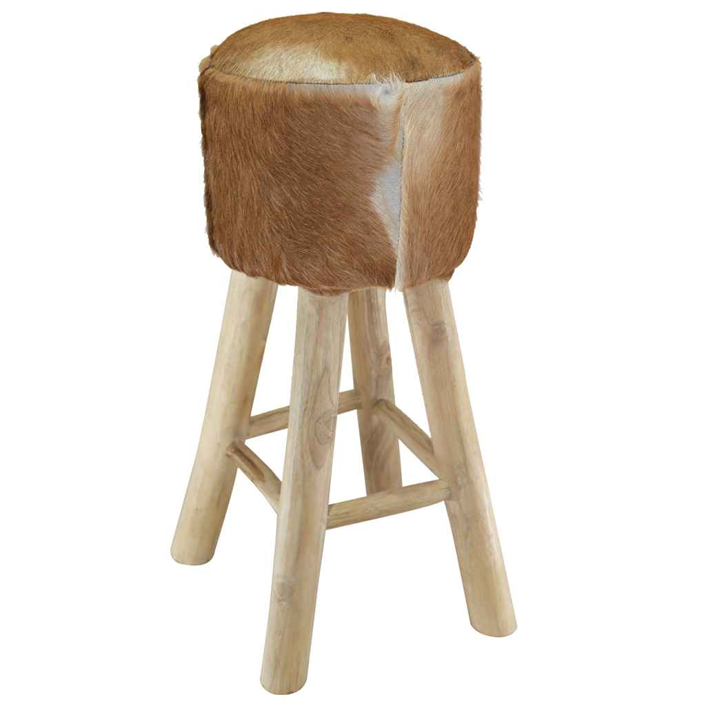 Barkruk geitenleer en massief teakhout is nu te koop bij PeponiXL, paradijselijk wonen!