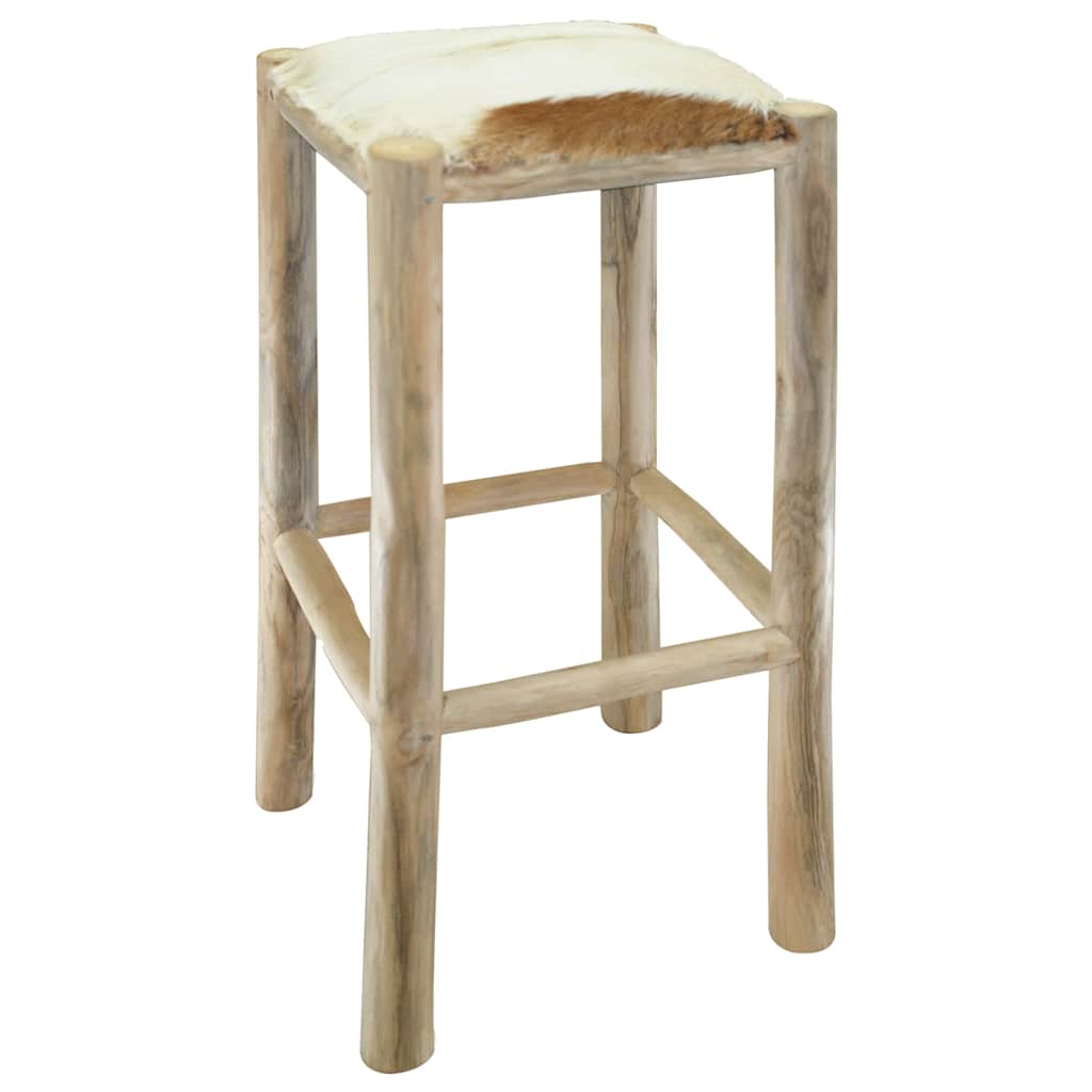 Barkruk geitenleer en massief teakhout is nu te koop bij PeponiXL, paradijselijk wonen!