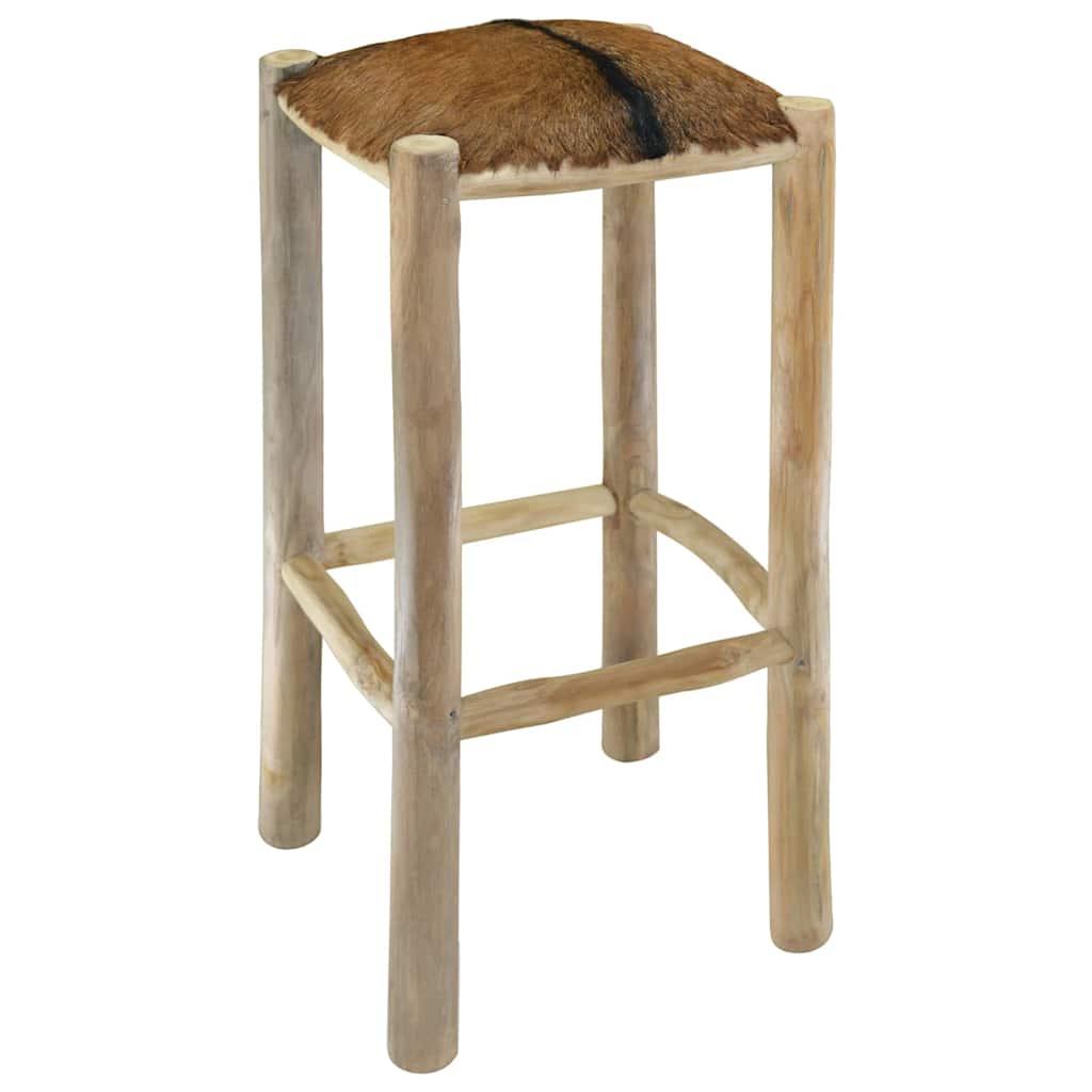 Barkruk geitenleer en massief teakhout is nu te koop bij PeponiXL, paradijselijk wonen!