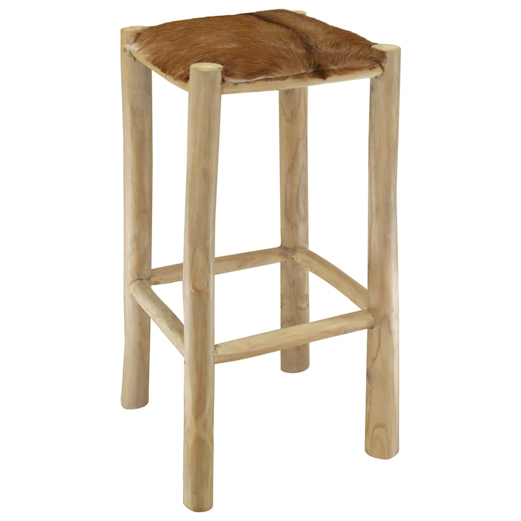 Barkruk geitenleer en massief teakhout is nu te koop bij PeponiXL, paradijselijk wonen!