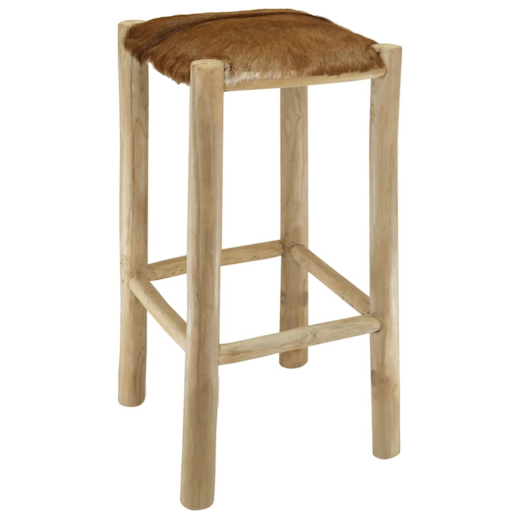 Barkruk geitenleer en massief teakhout is nu te koop bij PeponiXL, paradijselijk wonen!