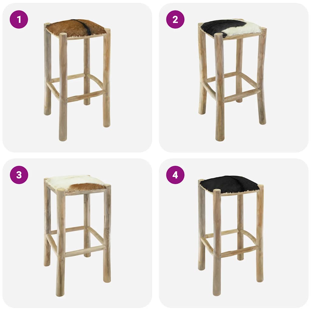 Barkruk geitenleer en massief teakhout is nu te koop bij PeponiXL, paradijselijk wonen!