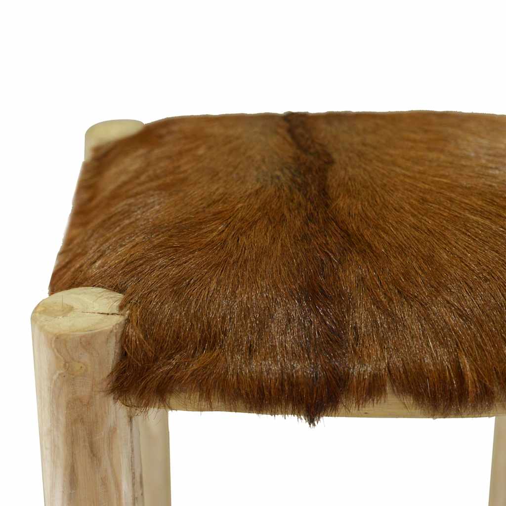 Barkruk geitenleer en massief teakhout is nu te koop bij PeponiXL, paradijselijk wonen!