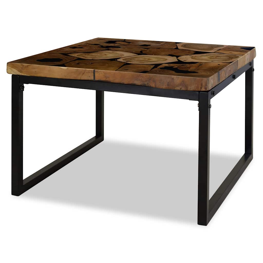 Salontafel 60x60x40 cm teakhout en hars is nu te koop bij PeponiXL, paradijselijk wonen!