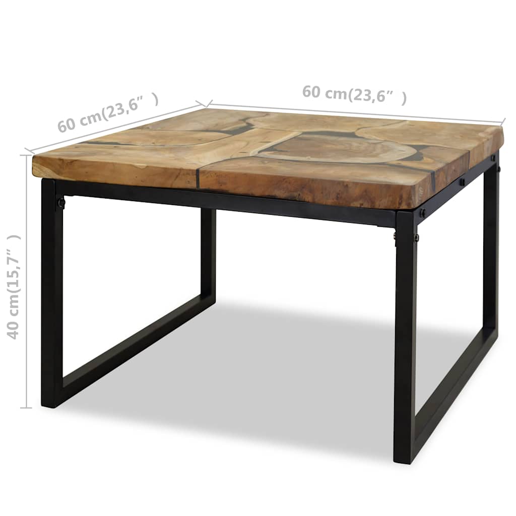 Salontafel 60x60x40 cm teakhout en hars is nu te koop bij PeponiXL, paradijselijk wonen!