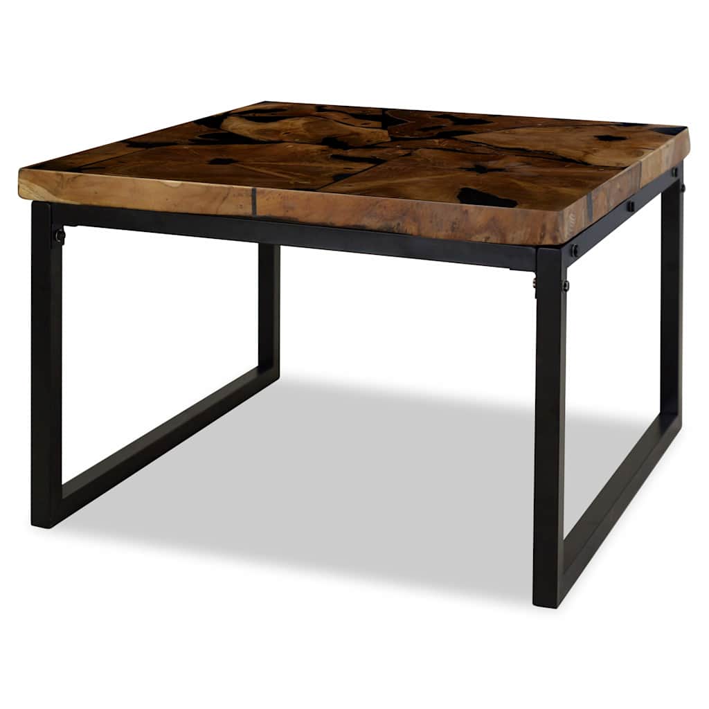 Salontafel 60x60x40 cm teakhout en hars is nu te koop bij PeponiXL, paradijselijk wonen!
