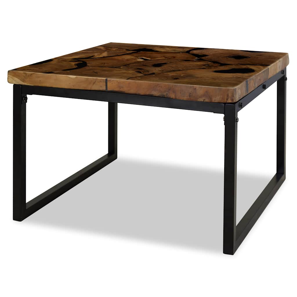 Salontafel 60x60x40 cm teakhout en hars is nu te koop bij PeponiXL, paradijselijk wonen!