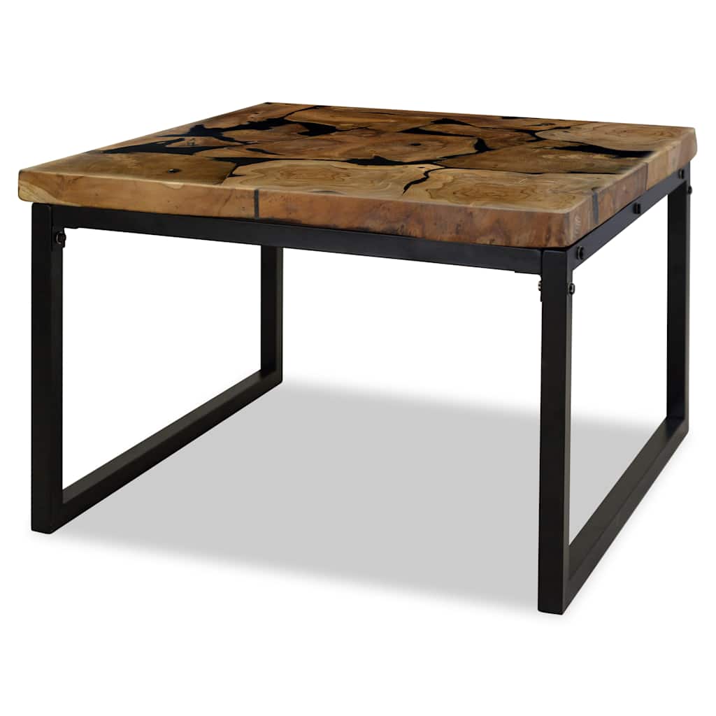 Salontafel 60x60x40 cm teakhout en hars is nu te koop bij PeponiXL, paradijselijk wonen!