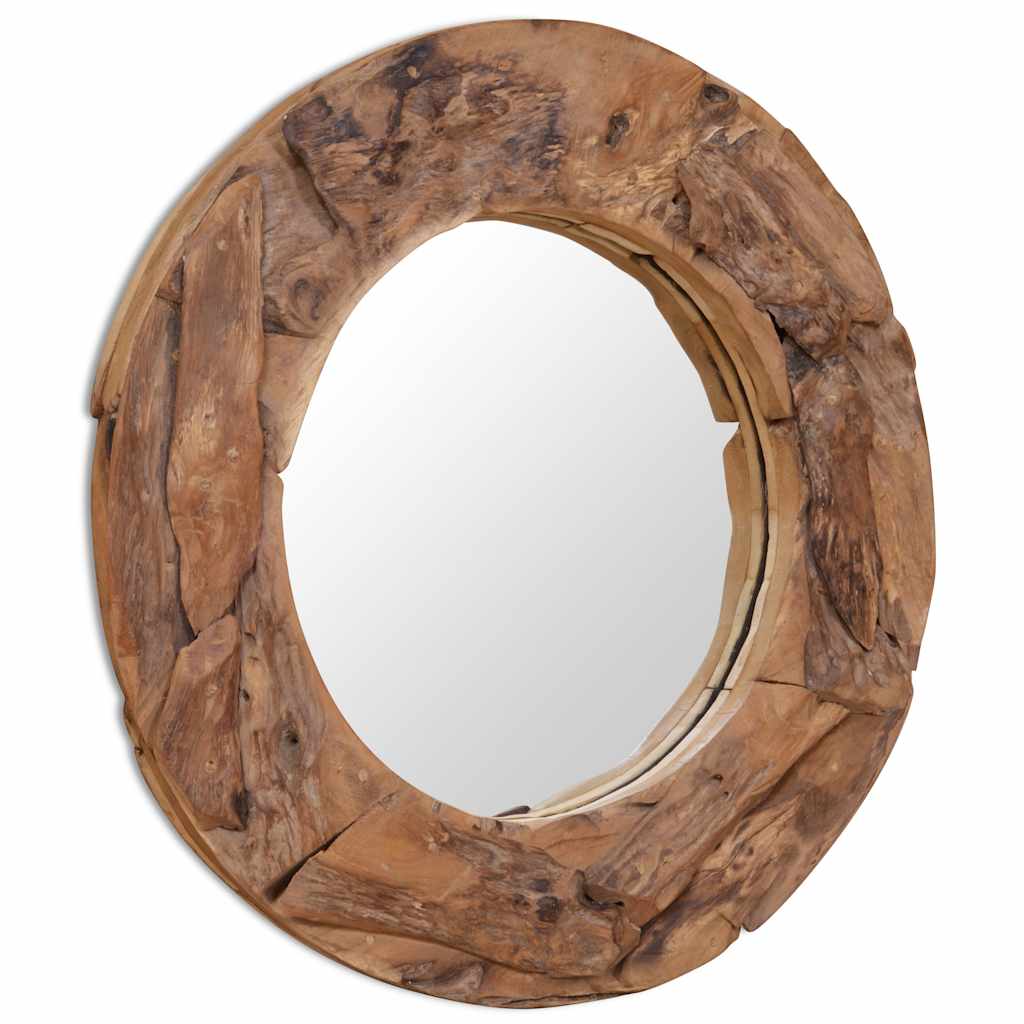 Decoratieve spiegel rond 80 cm teakhout is nu te koop bij PeponiXL, paradijselijk wonen!