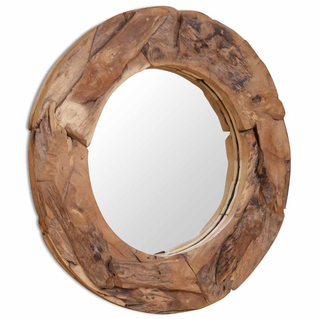 Decoratieve spiegel rond 80 cm teakhout is nu te koop bij PeponiXL, paradijselijk wonen!