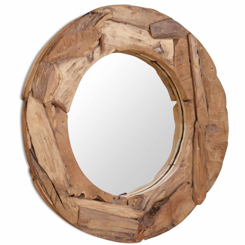 Decoratieve spiegel rond 80 cm teakhout is nu te koop bij PeponiXL, paradijselijk wonen!