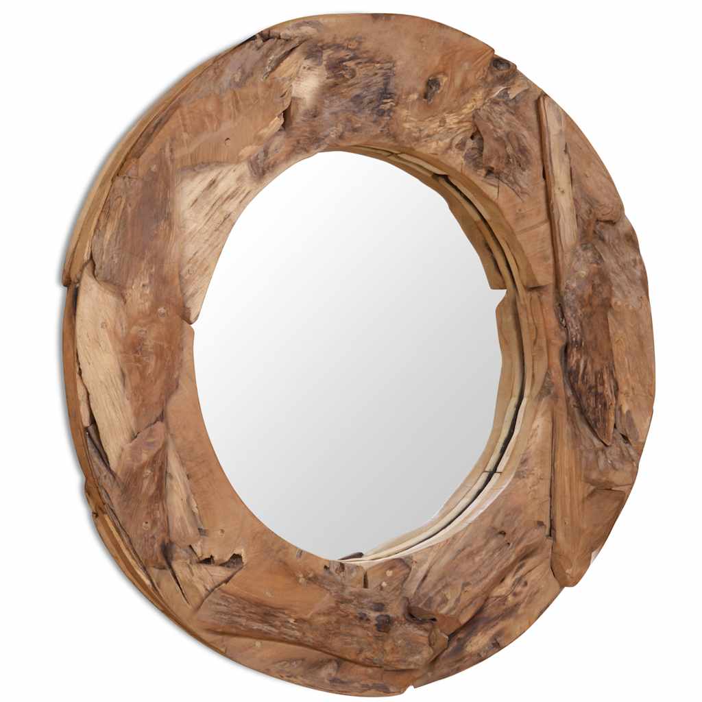 Decoratieve spiegel rond 80 cm teakhout is nu te koop bij PeponiXL, paradijselijk wonen!
