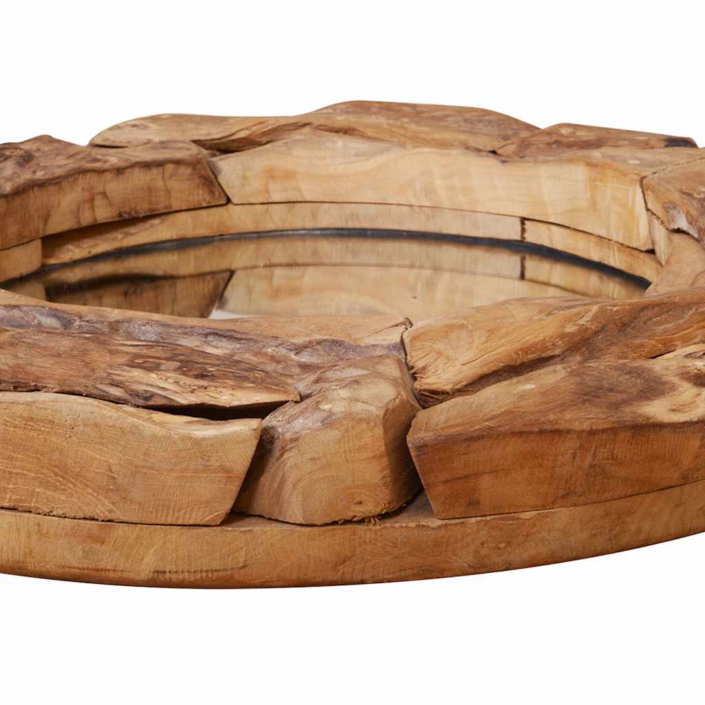 Decoratieve spiegel rond 80 cm teakhout is nu te koop bij PeponiXL, paradijselijk wonen!